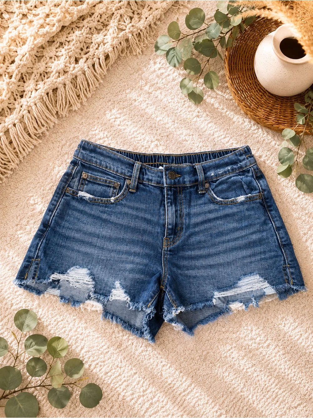 Aerie Distressed High-Rise Denim Cutoff Shorts – Size Small